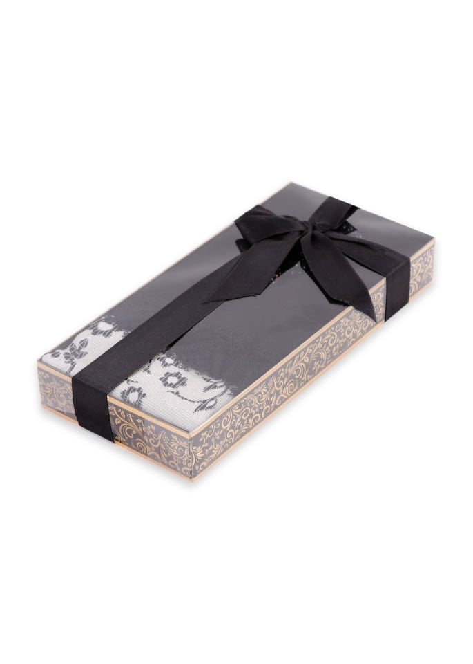 ECRİN SERİSİ KUTULU (Pamuk Seccade+Güpürlü Şal+İnci Tespih) NO:1 SİYAH