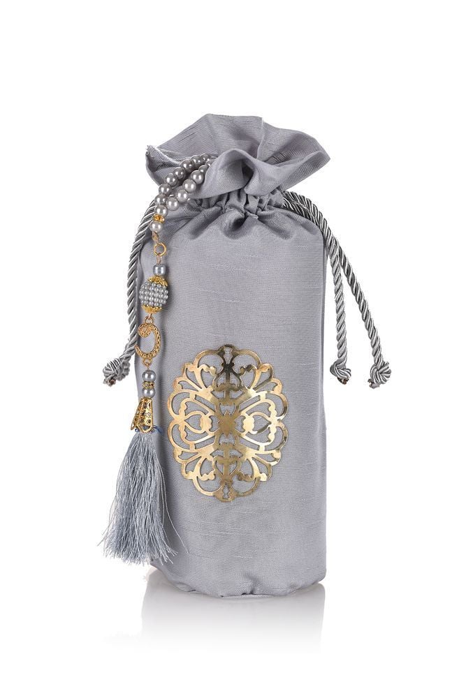 Osmanlı İpeği Şantuk Kese+Seccade+İnci Tespih GRİ