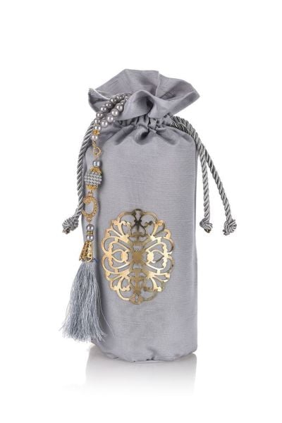 Osmanlı İpeği Şantuk Kese+Seccade+İnci Tespih GRİ