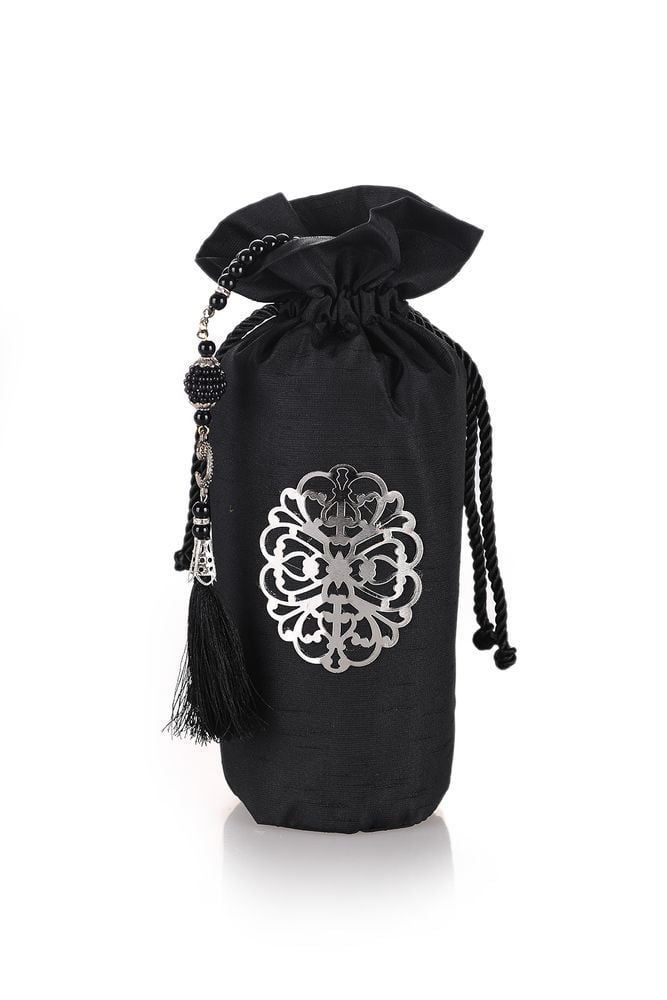 Osmanlı İpeği Şantuk Kese+Seccade+İnci Tespih SİYAH-GÜMÜŞ