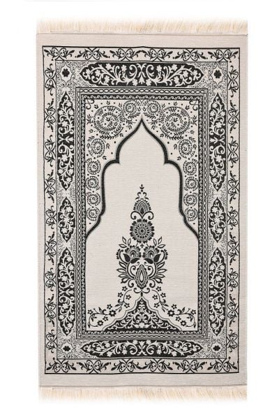 Kare Asetat Set (Pamuk Seccade+Yasin+İnci Tespih) SİYAH