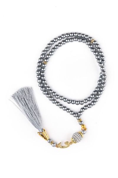 Kare Asetat Set (Pamuk Seccade+Yasin+İnci Tespih) GRİ