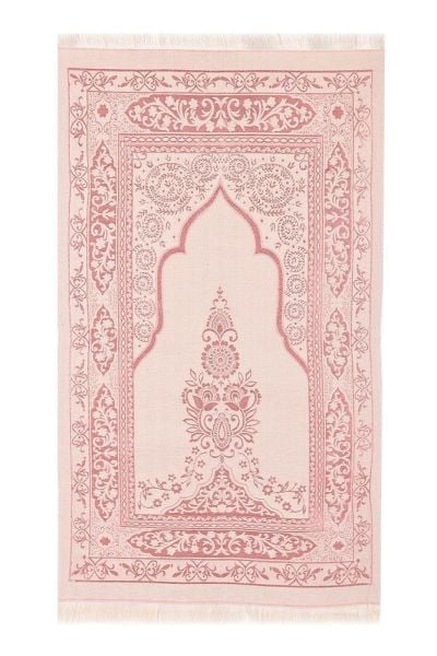 AFRA SERİSİ 4'lü SET ( Pamuk Seccade+ İnci Tespih +Yasin + Güpürlü Şal ) NO:2 PUDRA