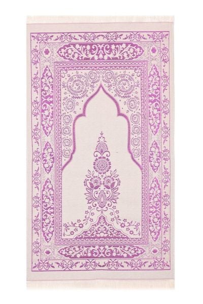 AFRA SERİSİ 4'lü SET ( Pamuk Seccade+ İnci Tespih +Yasin + Güpürlü Şal ) NO:2 MÜRDÜM