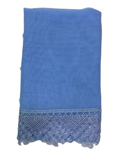 AFRA SERİSİ 4'lü SET ( Pamuk Seccade+ İnci Tespih +Yasin + Güpürlü Şal ) NO:2 BEBE MAVİ