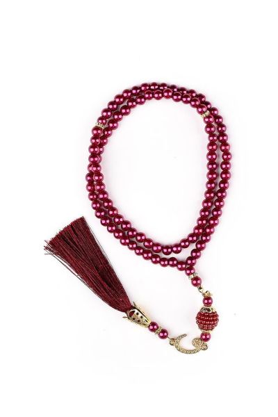 AFRA SERİSİ 4'lü SET ( Pamuk Seccade+ İnci Tespih +Yasin + Güpürlü Şal ) NO:2 BORDO