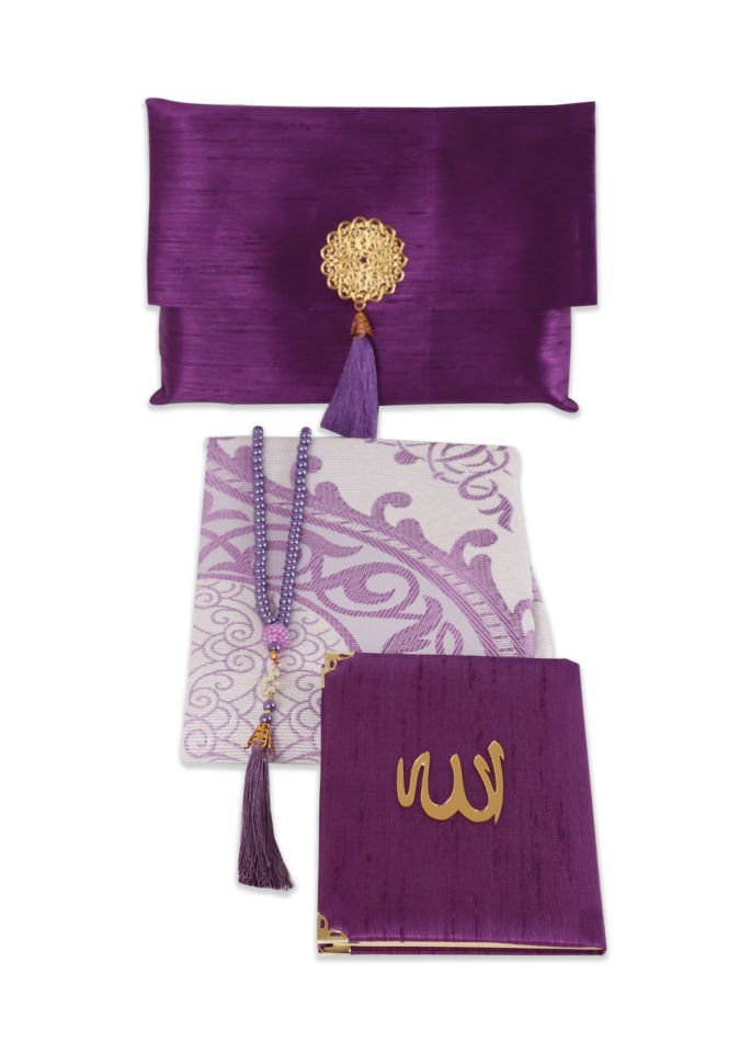 Büyük Şantuk Çanta Full Set ( Pamuk Seccade+Yasin+Tespih) MÜRDÜM