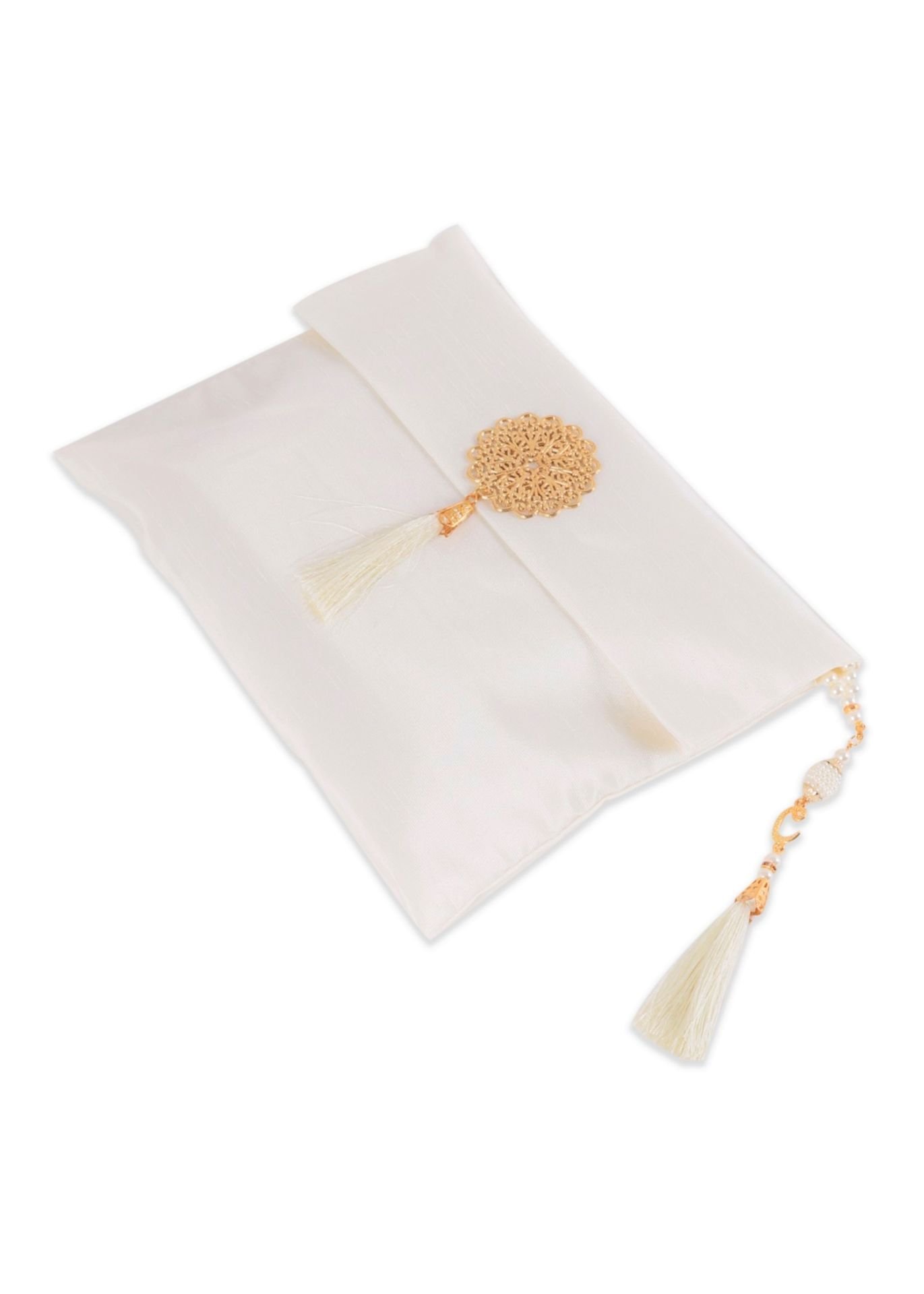 Büyük Şantuk Çanta Full Set ( Pamuk Seccade+Yasin+Tespih) KREM