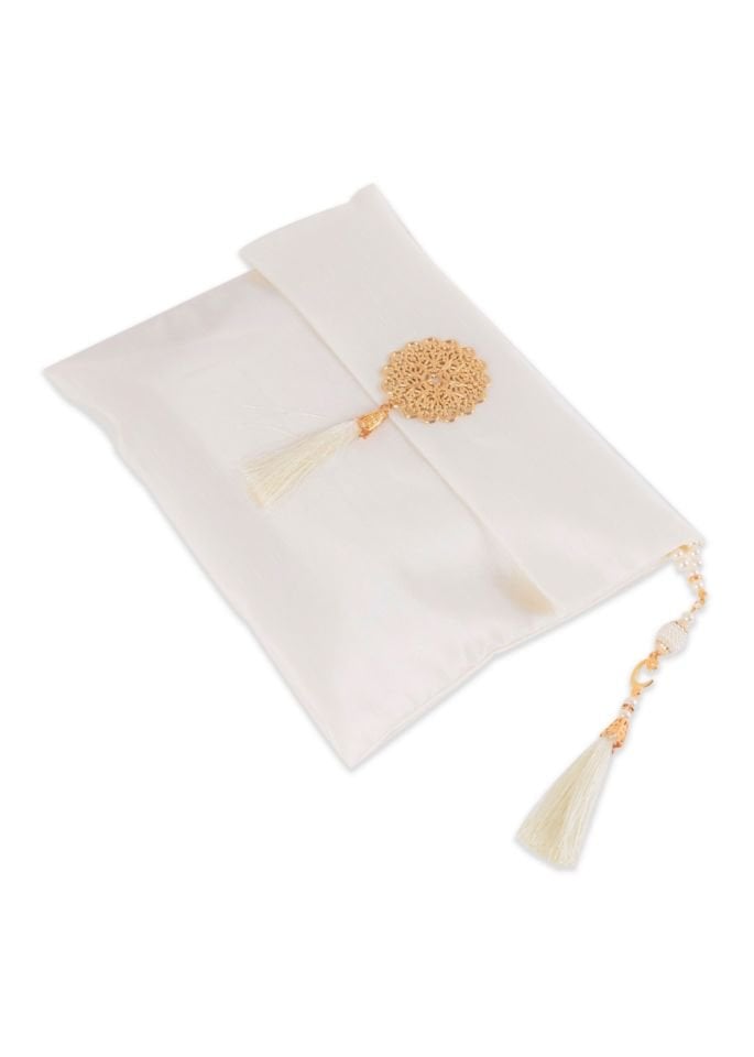 Büyük Şantuk Çanta Full Set ( Pamuk Seccade+Yasin+Tespih) KREM