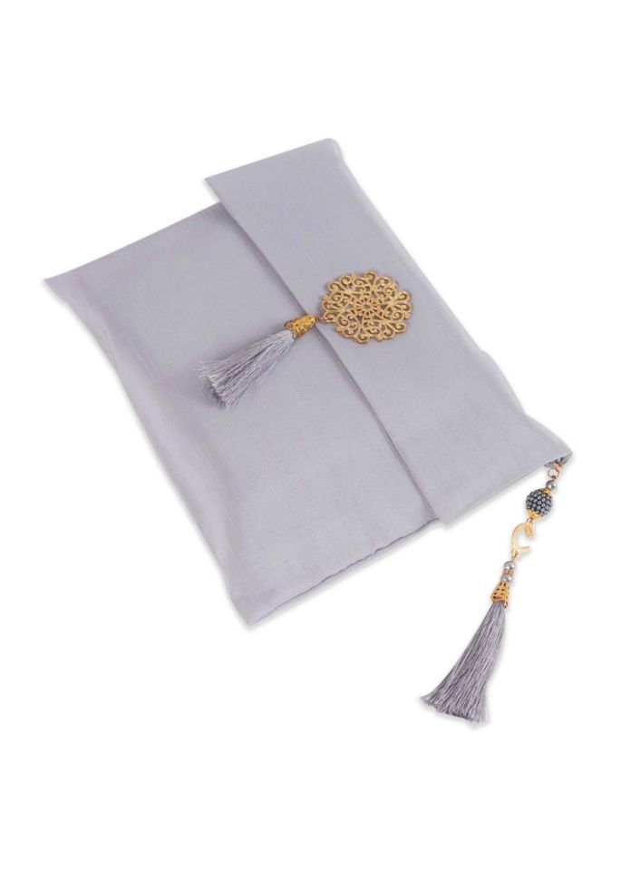 Büyük Şantuk Çanta Full Set ( Pamuk Seccade+Yasin+Tespih) GRİ