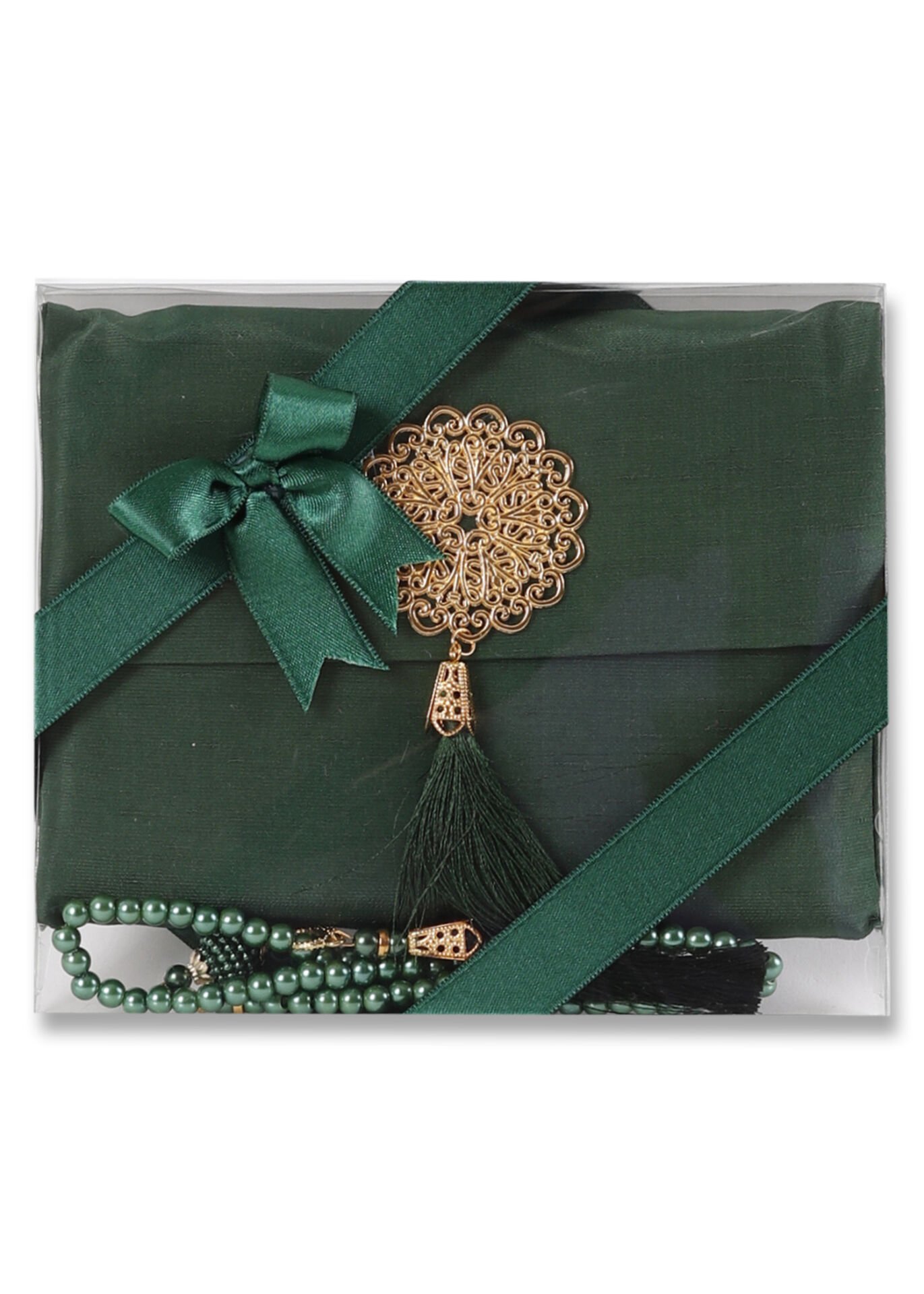 MEVA SERİSİ 3'lü SET (Madalyonlu Çanta+ Şantuk Yasin+ İnci Tespih) NO:2 YEŞİL