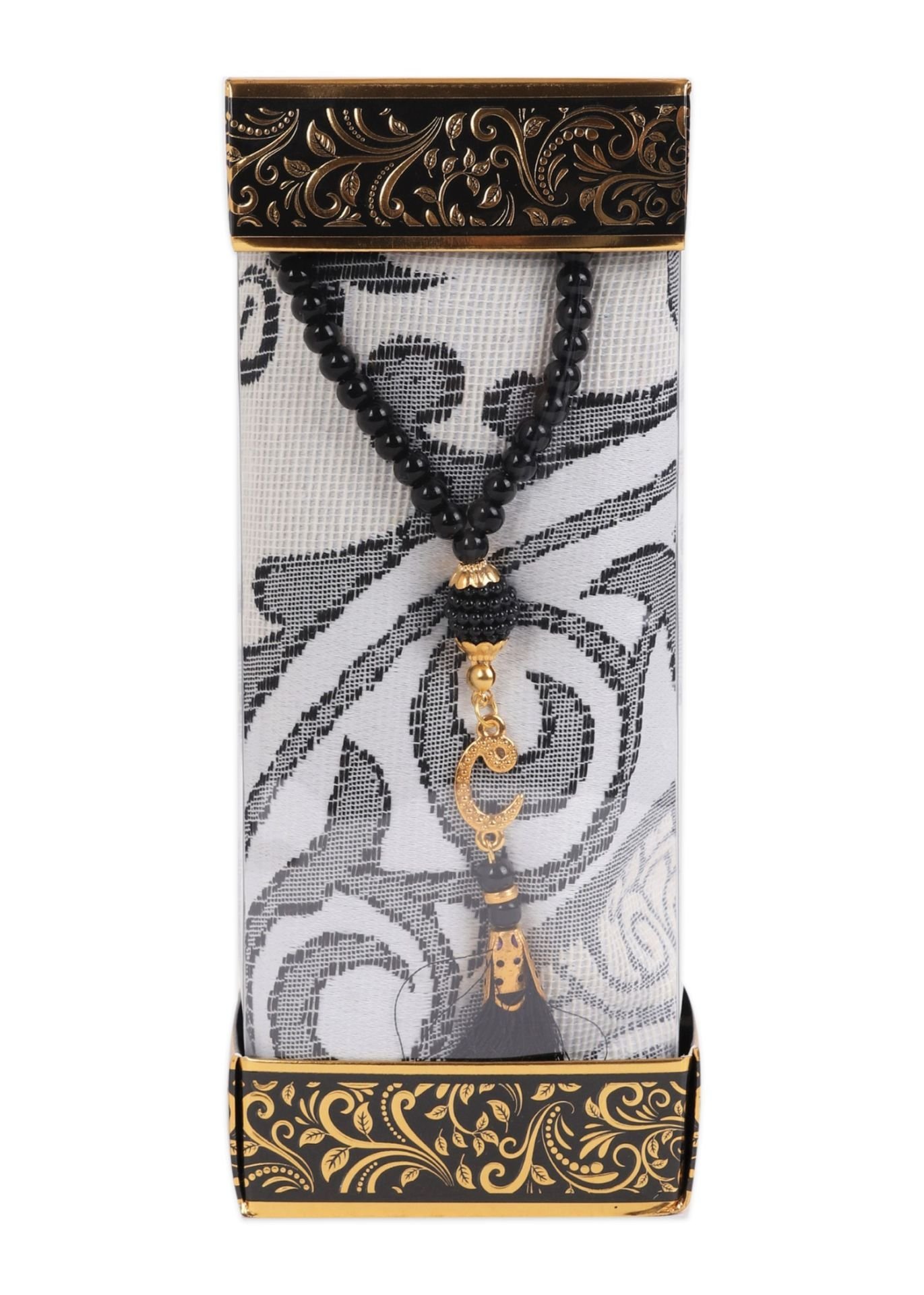 ZÜMRA SERİSİ 2'Lİ SET ( Dikdörtgen Kutulu Seccade+Tespih ) SİYAH