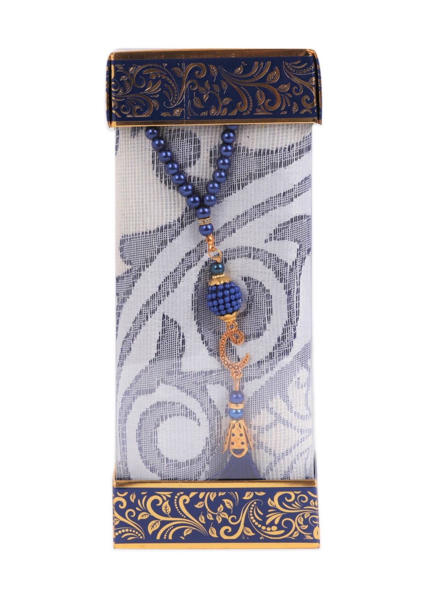 ZÜMRA SERİSİ 2'Lİ SET ( Dikdörtgen Kutulu Seccade+Tespih ) LACİVERT