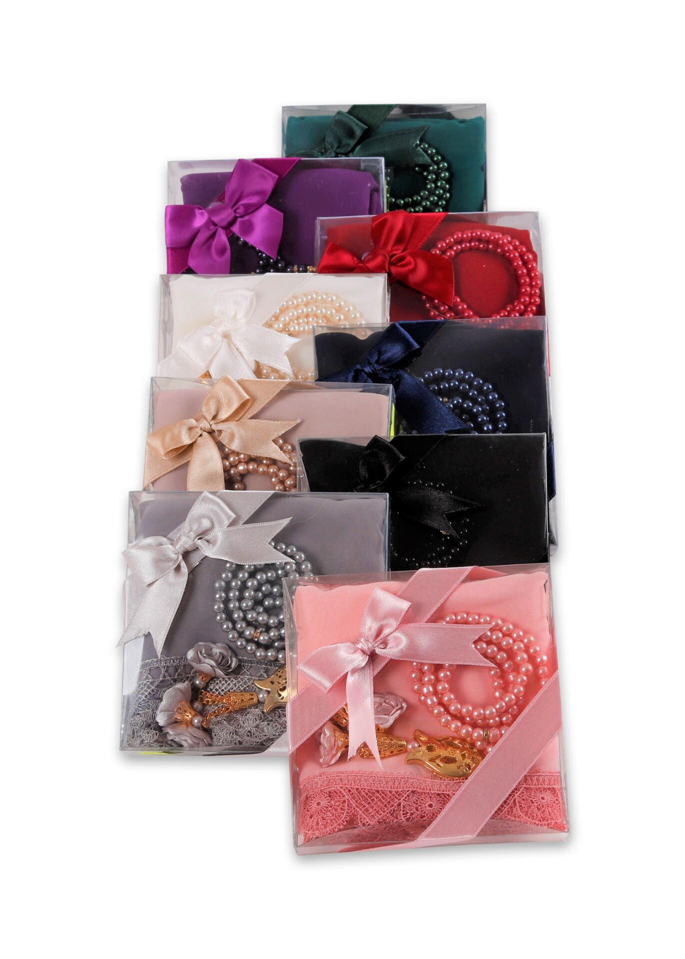 Asetat Set (Güpürlü Şal+İnci Tespih)