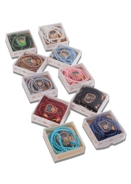 Taşlı Çiçekli Zikirmatik+ İnci Tespih (Kutulu)