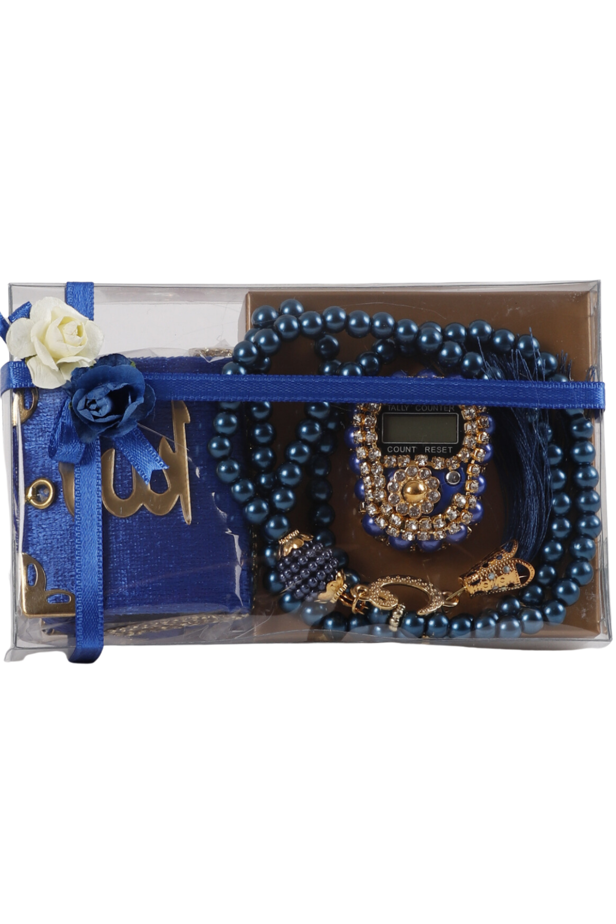 Asetat Mini Kuran+İnci Tespih+Taş Zikirmatik SAKS