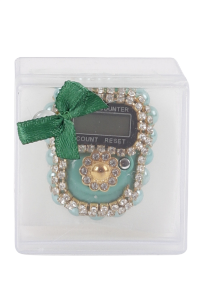 Taşlı Zikirmatik Şeffaf Kutulu (Kare) YEŞİL