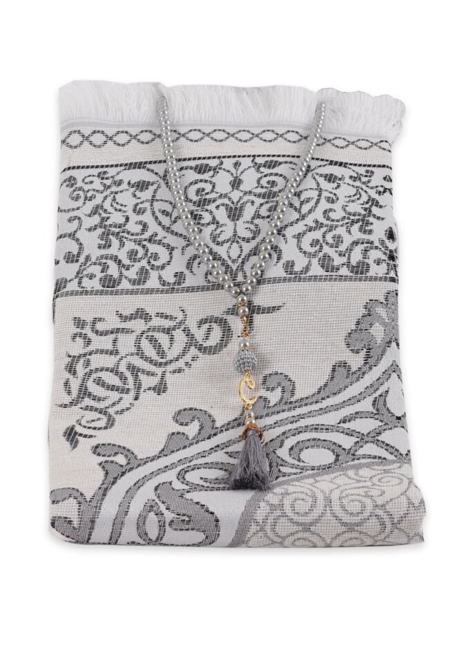 Silindir Şantuk Ramazan Model (Seccade+Tespih) GRİ