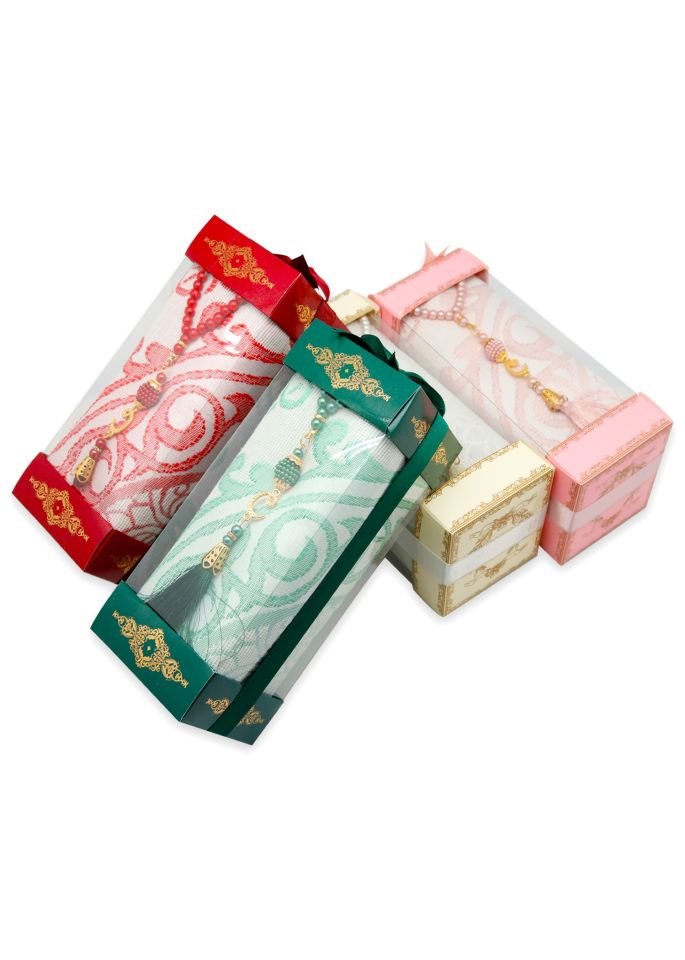 Varaklı Altı Üstü Kutulu ( Seccade+Tespih )