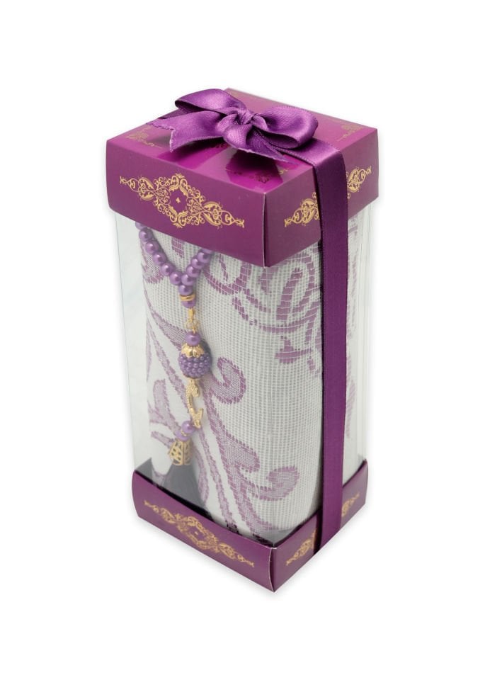 Varaklı Altı Üstü Kutulu ( Seccade+Tespih ) MÜRDÜM