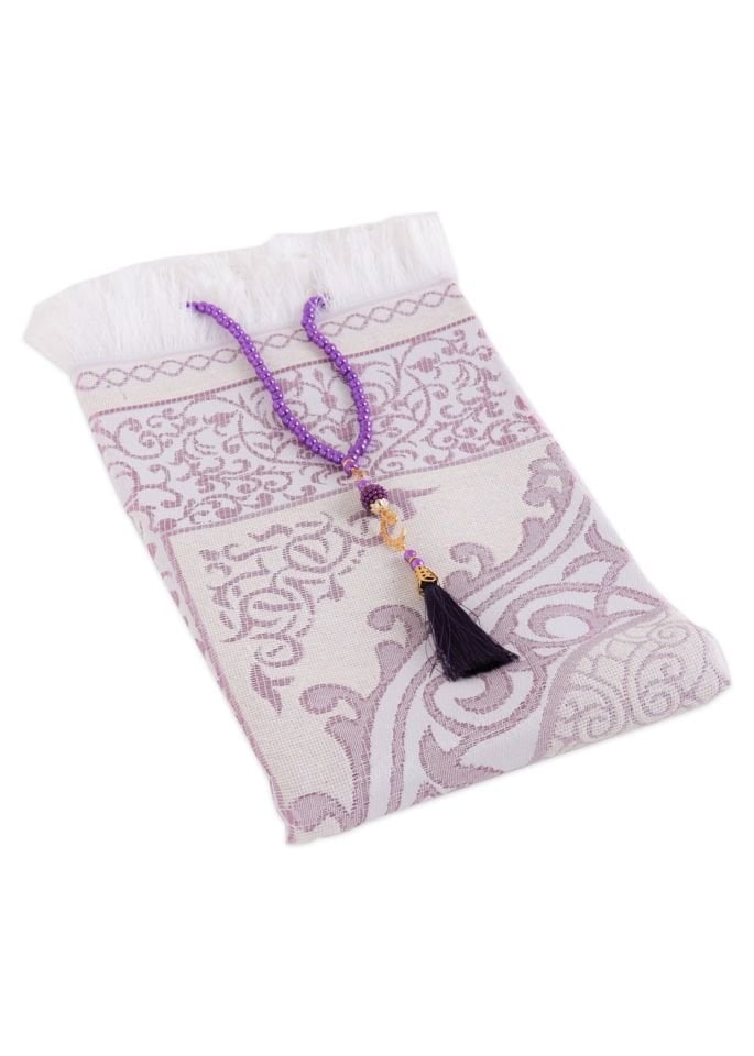 Varaklı Altı Üstü Kutulu ( Seccade+Tespih ) MÜRDÜM