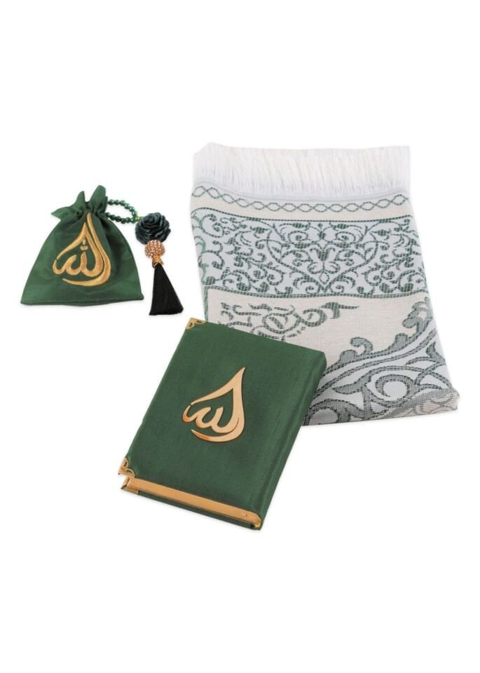 HÜSNA SERİSİ  (Çanta Boy Kuran+Kese+Disko Top Tespih+Seccade) NO:2 YEŞİL