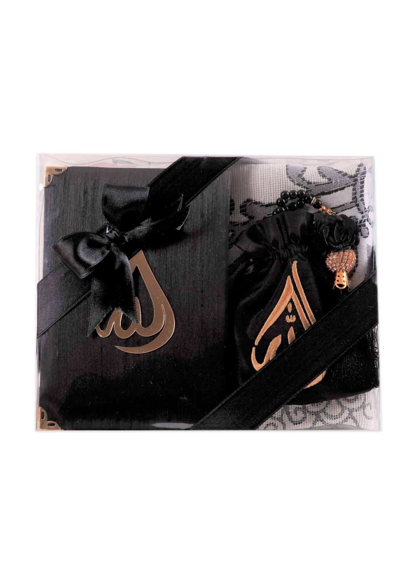 HÜSNA SERİSİ  (Çanta Boy Kuran+Kese+Disko Top Tespih+Seccade) NO:2 SİYAH