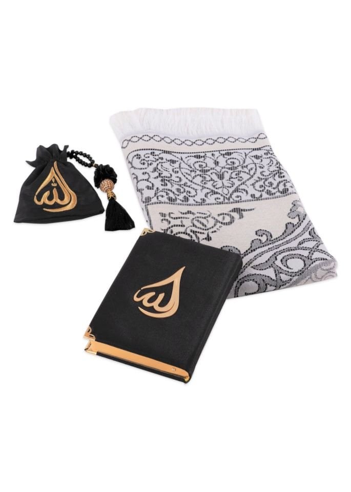 HÜSNA SERİSİ  (Çanta Boy Kuran+Kese+Disko Top Tespih+Seccade) NO:2 SİYAH