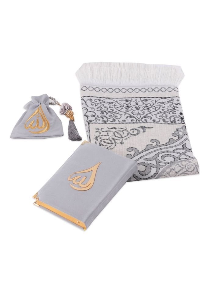 HÜSNA SERİSİ  (Çanta Boy Kuran+Kese+Disko Top Tespih+Seccade) NO:2 GRİ