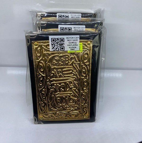 Büyük Cep Boy Sarı Gümüş Kaplama Kuran (10*14)