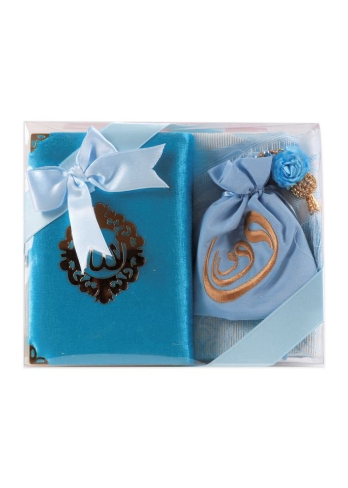 HÜSNA SERİSİ  (Çanta Boy Kuran+Kese+Disko Top Tespih+Seccade) NO:2 TURKUAZ