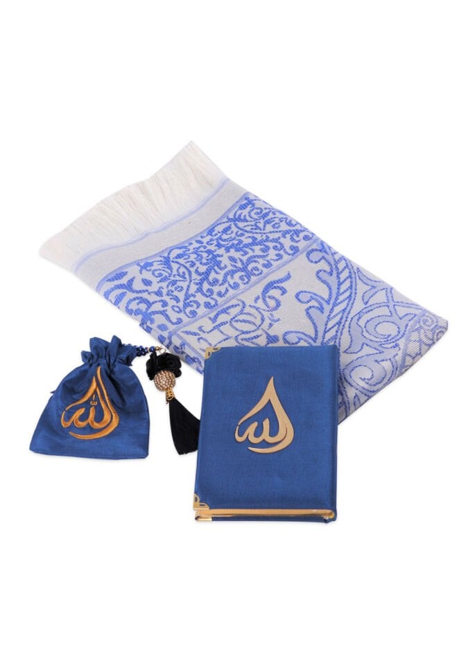 HÜSNA SERİSİ  (Çanta Boy Kuran+Kese+Disko Top Tespih+Seccade) NO:2 SAKS