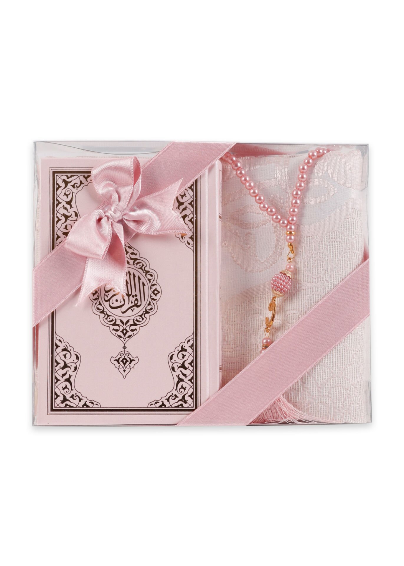 LİNA SERİSİ 3'lü SET ( Çanta Boy Termo Kuran + Seccade + İnci Tespih ) NO.2 PUDRA