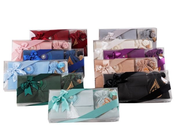 ENFAL SERİSİ 5'li SET (Seccade + Disko Tespih +  Nakış Kese + Çanta + Yasin) NO:2