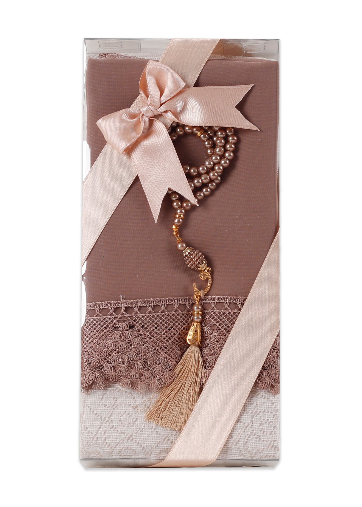 ECRİN SERİSİ (Pamuk Seccade+ Güpürlü Şal+İnci Tespih) NO:2 GOLD