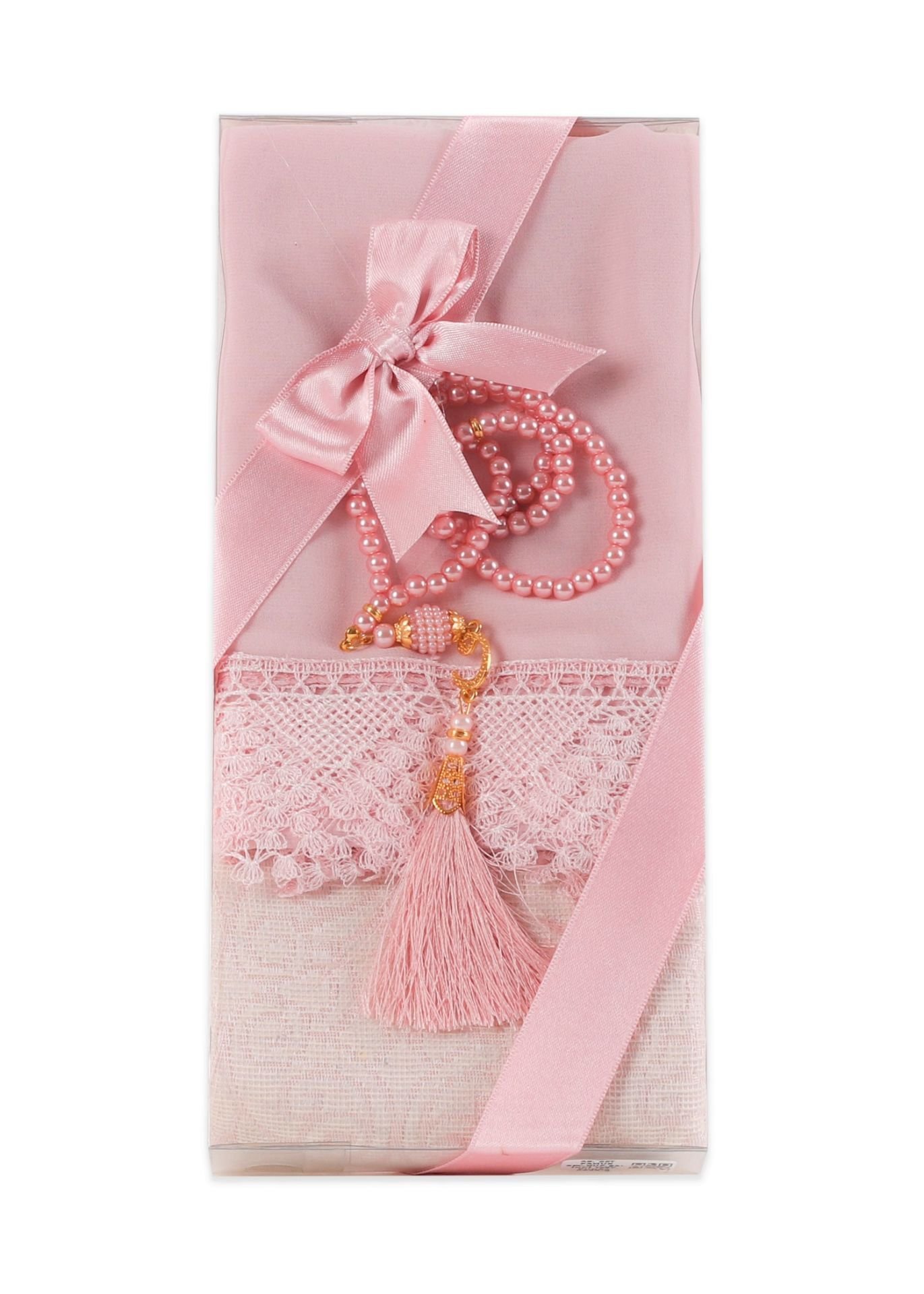 ECRİN SERİSİ (Pamuk Seccade+ Güpürlü Şal+İnci Tespih) NO:2 PUDRA