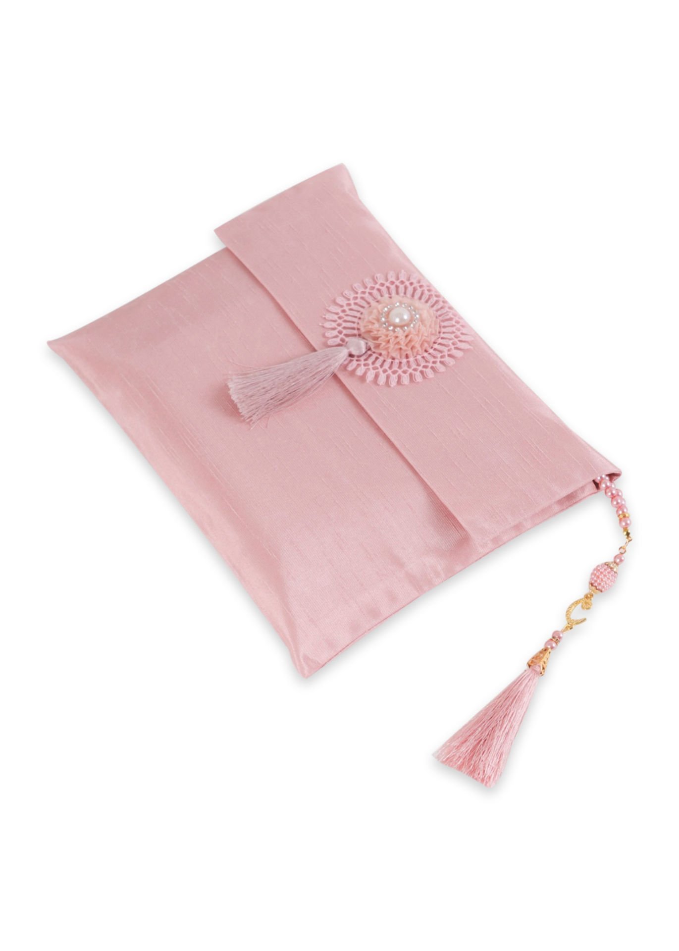 Büyük Şantuk Çanta Full Set Çiçekli (Yasin+Seccade+Tespih) PUDRA