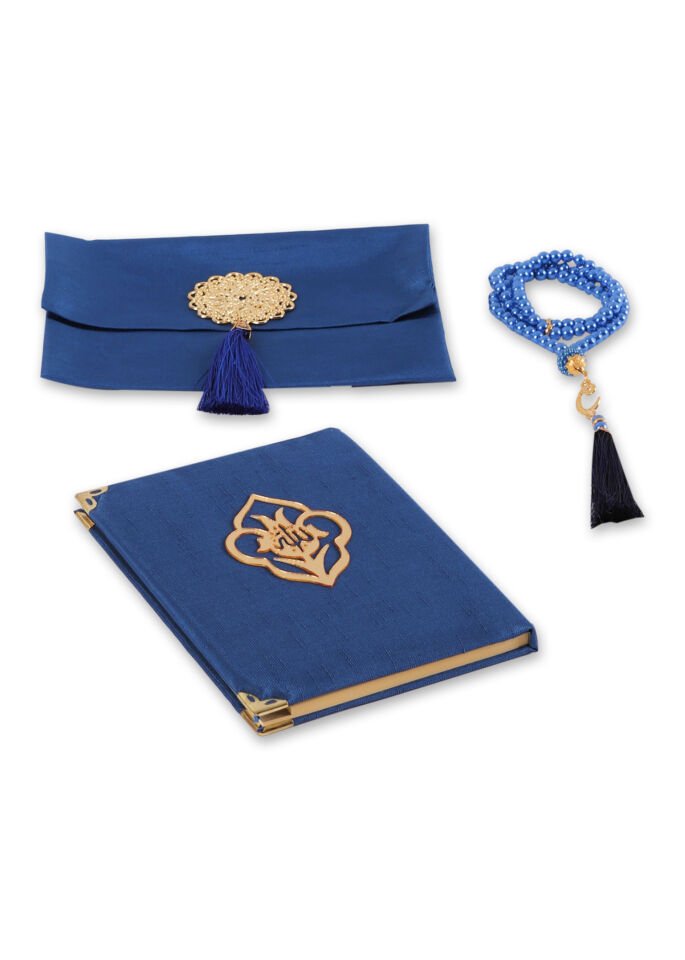 MEVA SERİSİ 3'lü SET (Madalyonlu Çanta+ Şantuk Yasin+ İnci Tespih) NO:2 SAKS