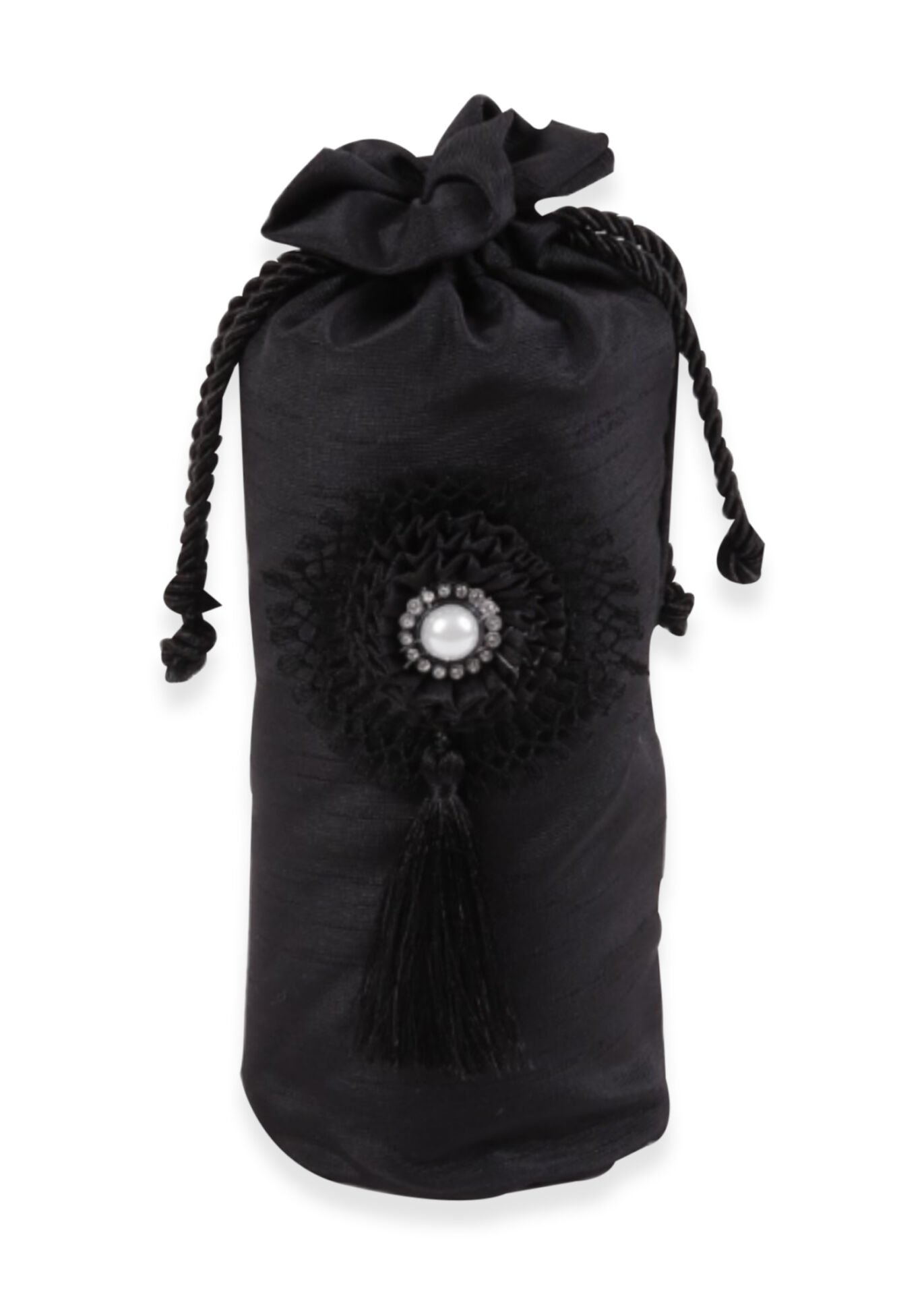 Silindir Şantuk Çiçekli (Seccade+Tespih) SİYAH