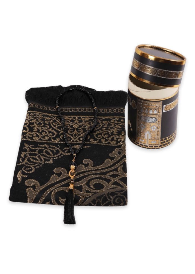 Kabe Model Silindir Kutu (Seccade+Tespih) SİYAH