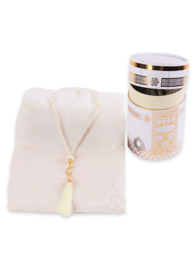 Kabe Model Silindir Kutu (Seccade+Tespih) KREM