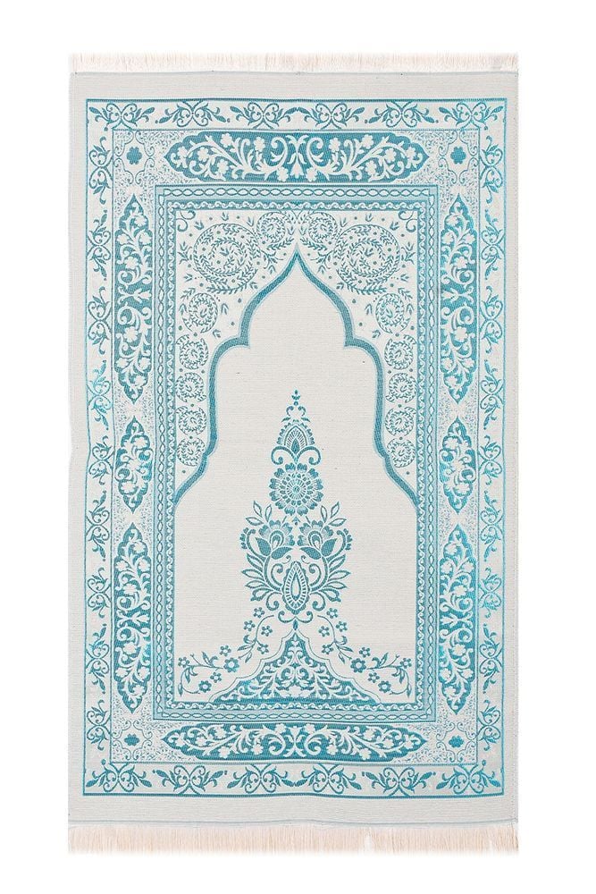 Beyaz Pamuklu Sadrazam Seccade BEBE MAVİ