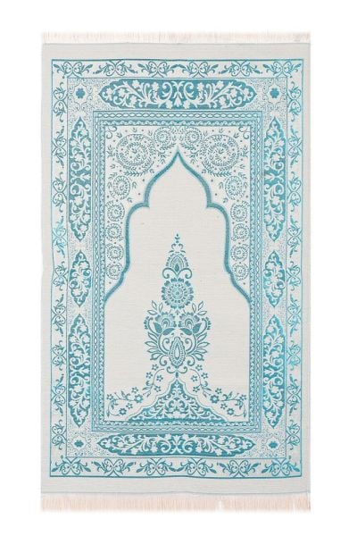 Beyaz Pamuklu Sadrazam Seccade BEBE MAVİ