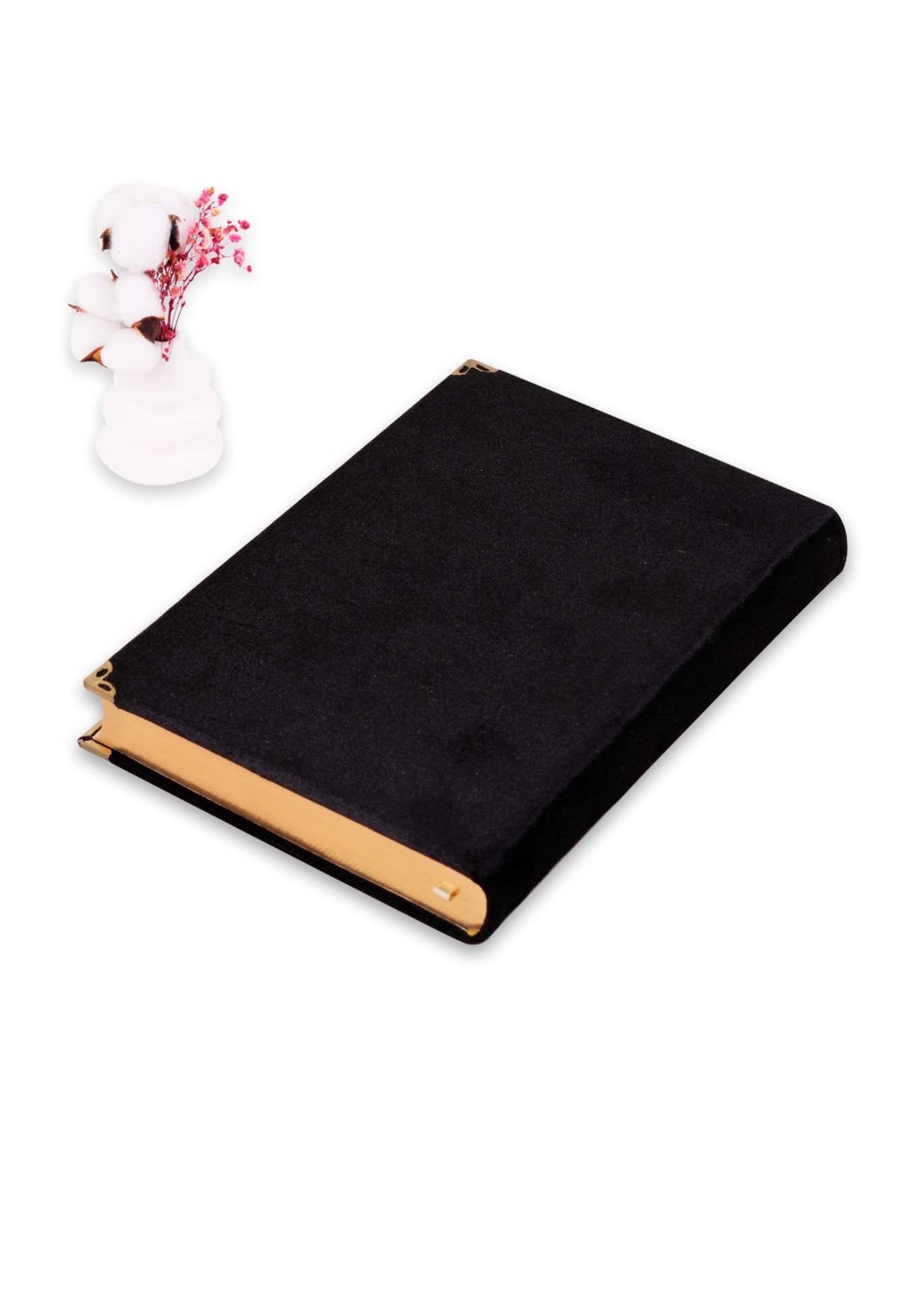 Kadife Kaplı Kuran (Orta Boy) (16*24) SİYAH