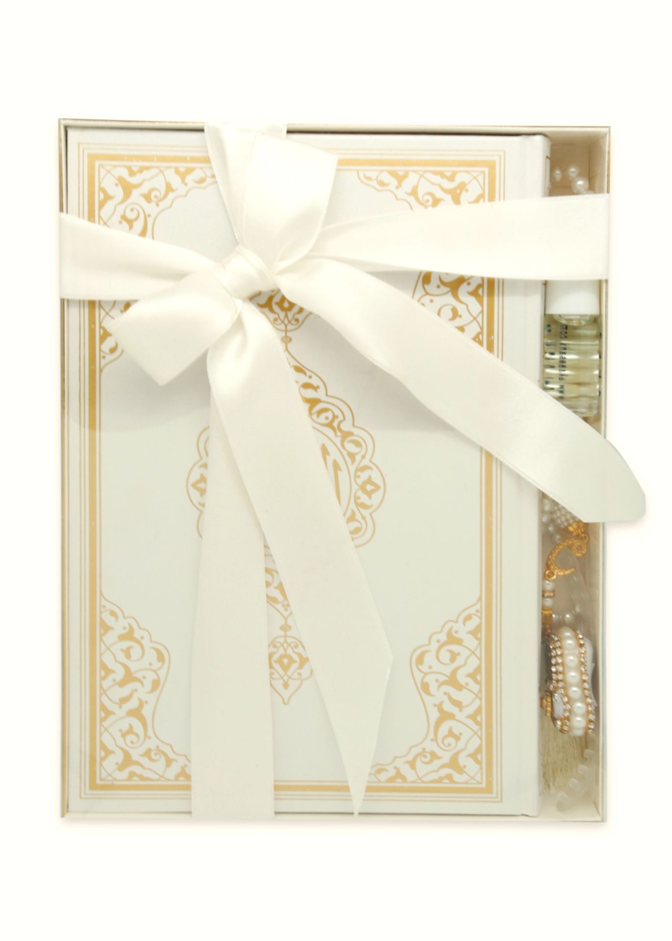 İSMİHAN SERİSİ (Orta Boy Kuran+Tespih+Esans+Zikirmatik) KREM