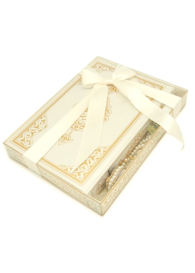 İSMİHAN SERİSİ (Orta Boy Kuran+Tespih+Esans+Zikirmatik) KREM