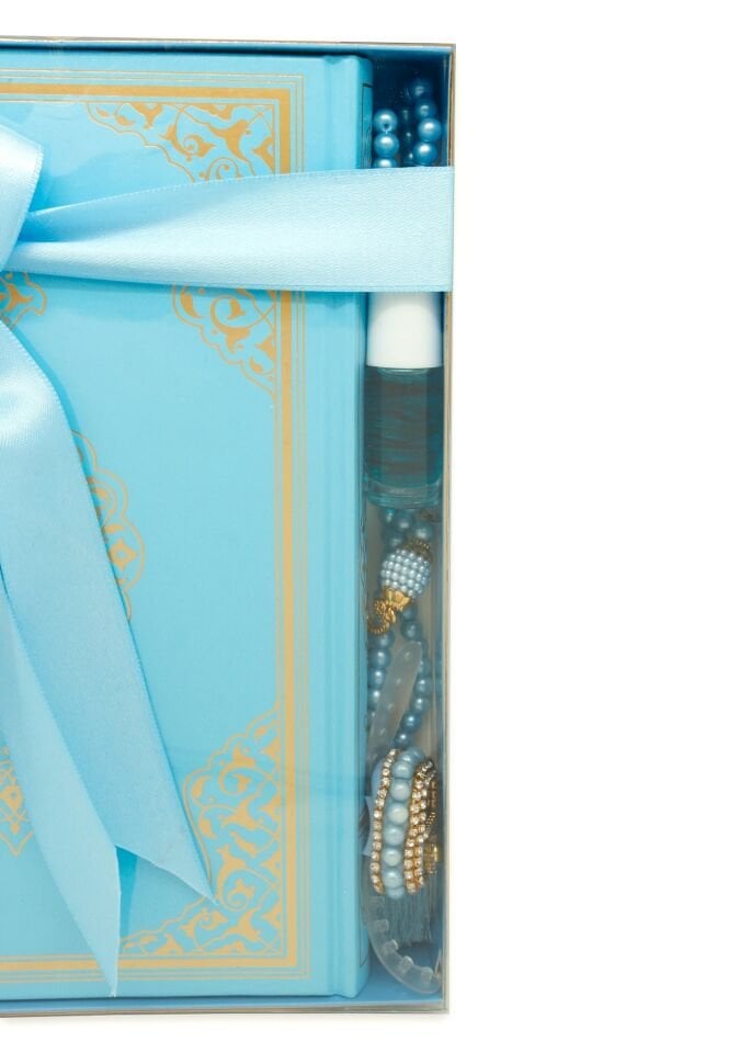 İSMİHAN SERİSİ (Orta Boy Kuran+Tespih+Esans+Zikirmatik) BEBE MAVİ