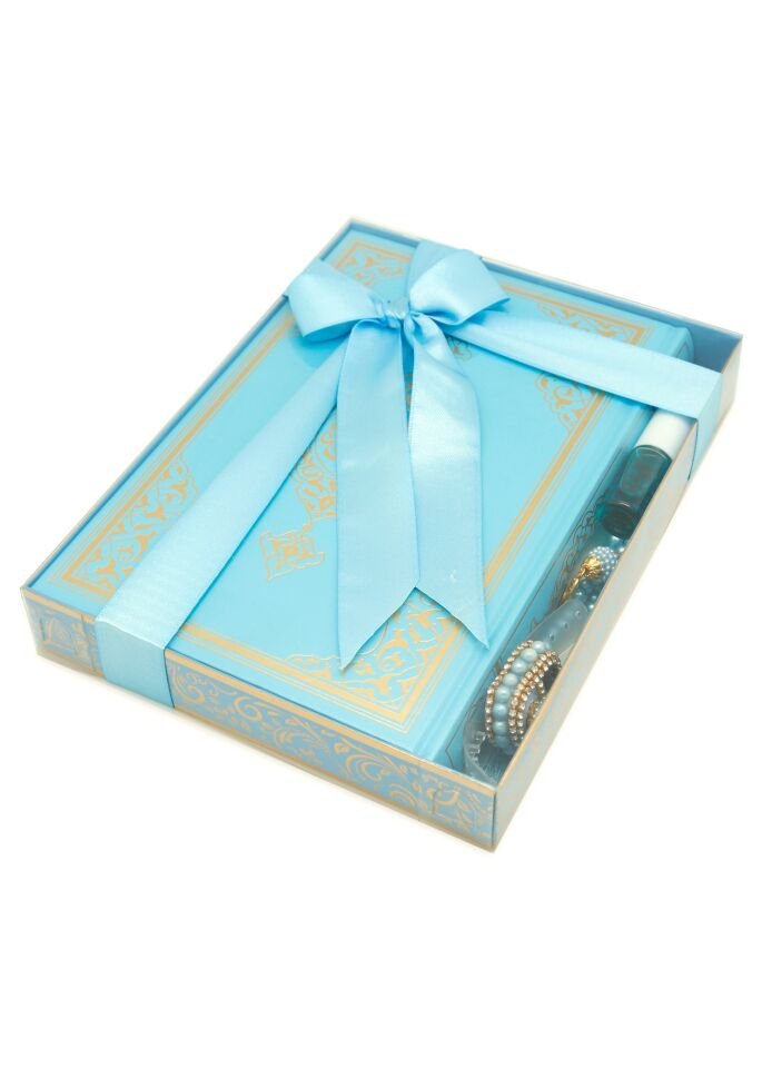 İSMİHAN SERİSİ (Orta Boy Kuran+Tespih+Esans+Zikirmatik) BEBE MAVİ