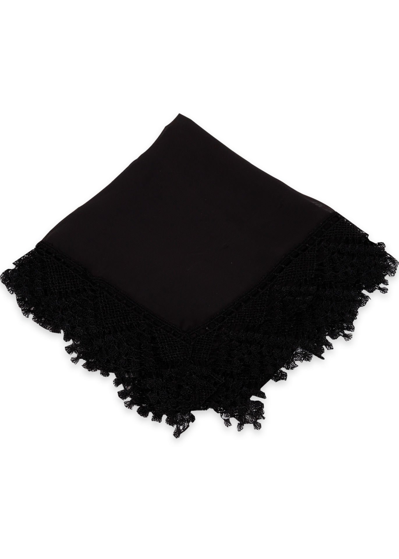 Güpürlü Uzun Şifon Şal SİYAH