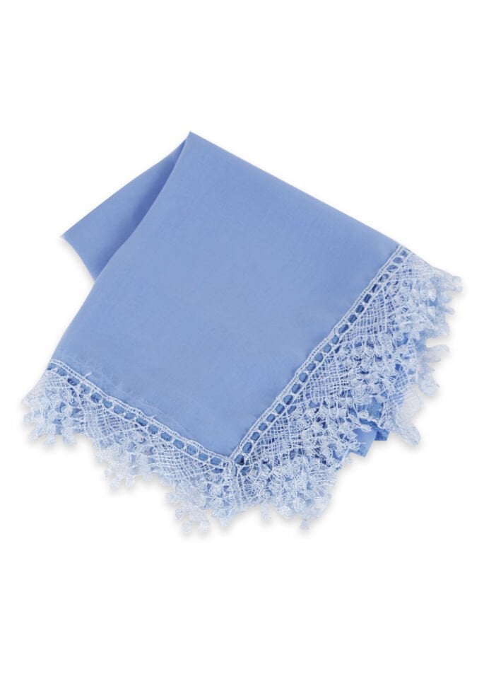 Güpürlü Uzun Şifon Şal BEBE MAVİ